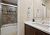 New tiled shower and countertop.