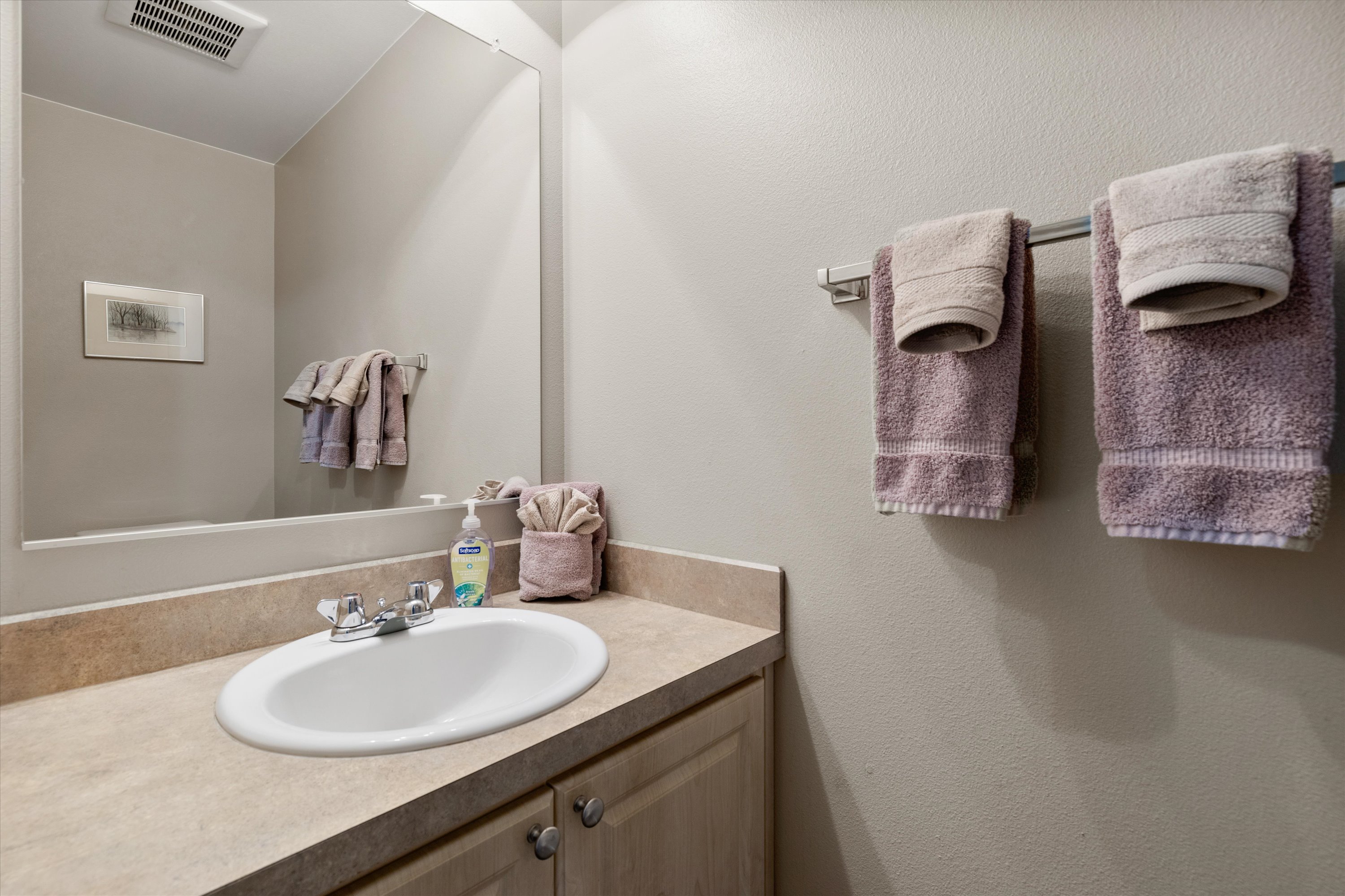 Powder bath across from the Queen guest bedroom on main level. 