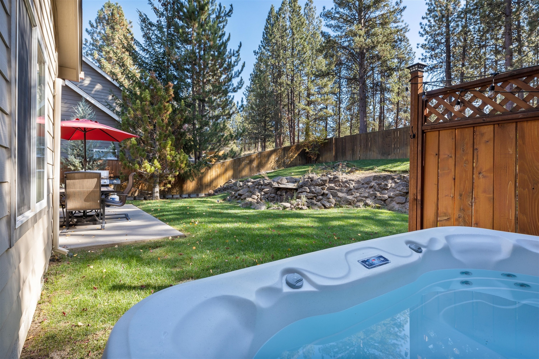 Views from the private hot tub in the backyard. 