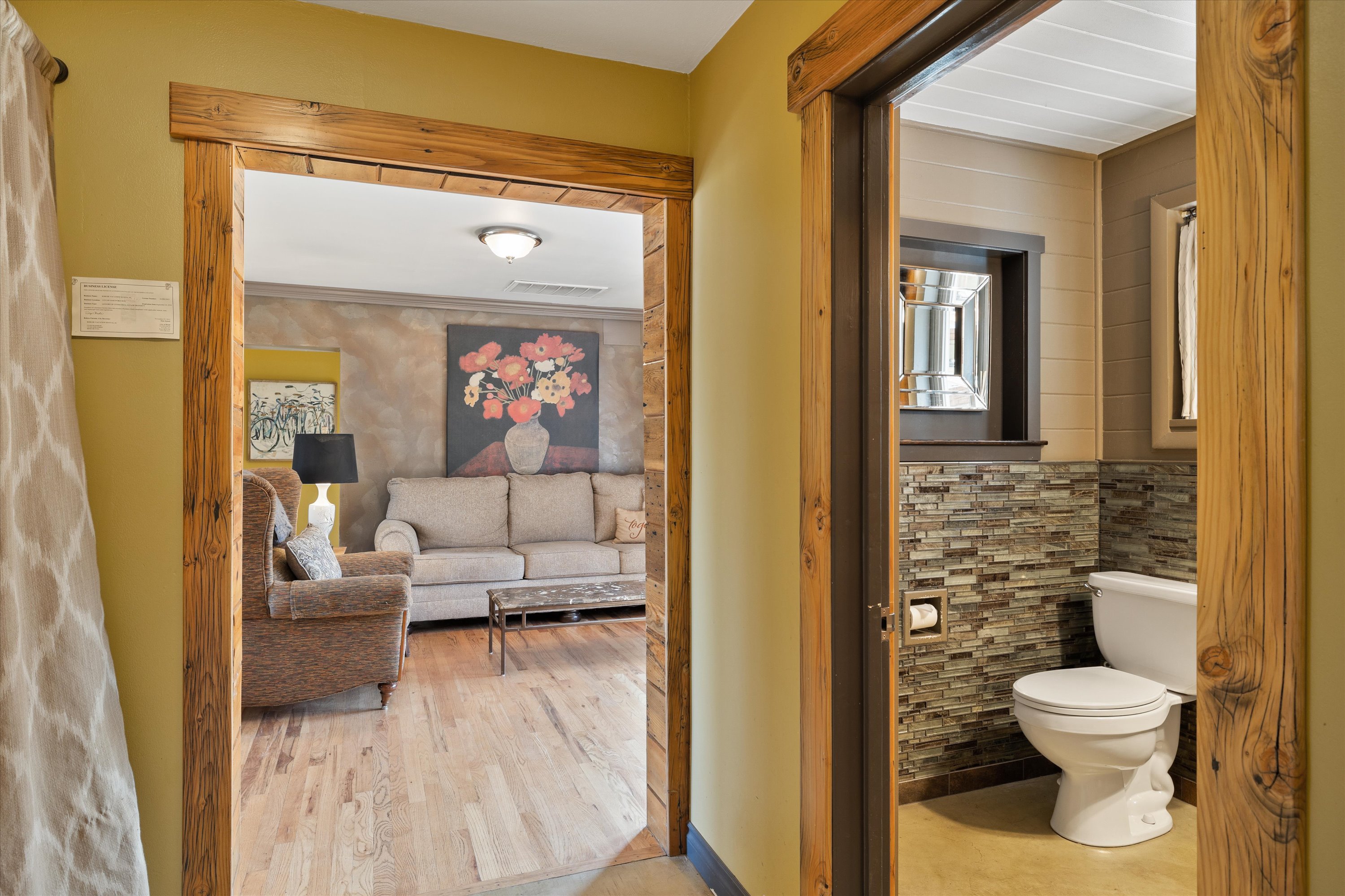 Hallway from the bedrooms to the main living space. 