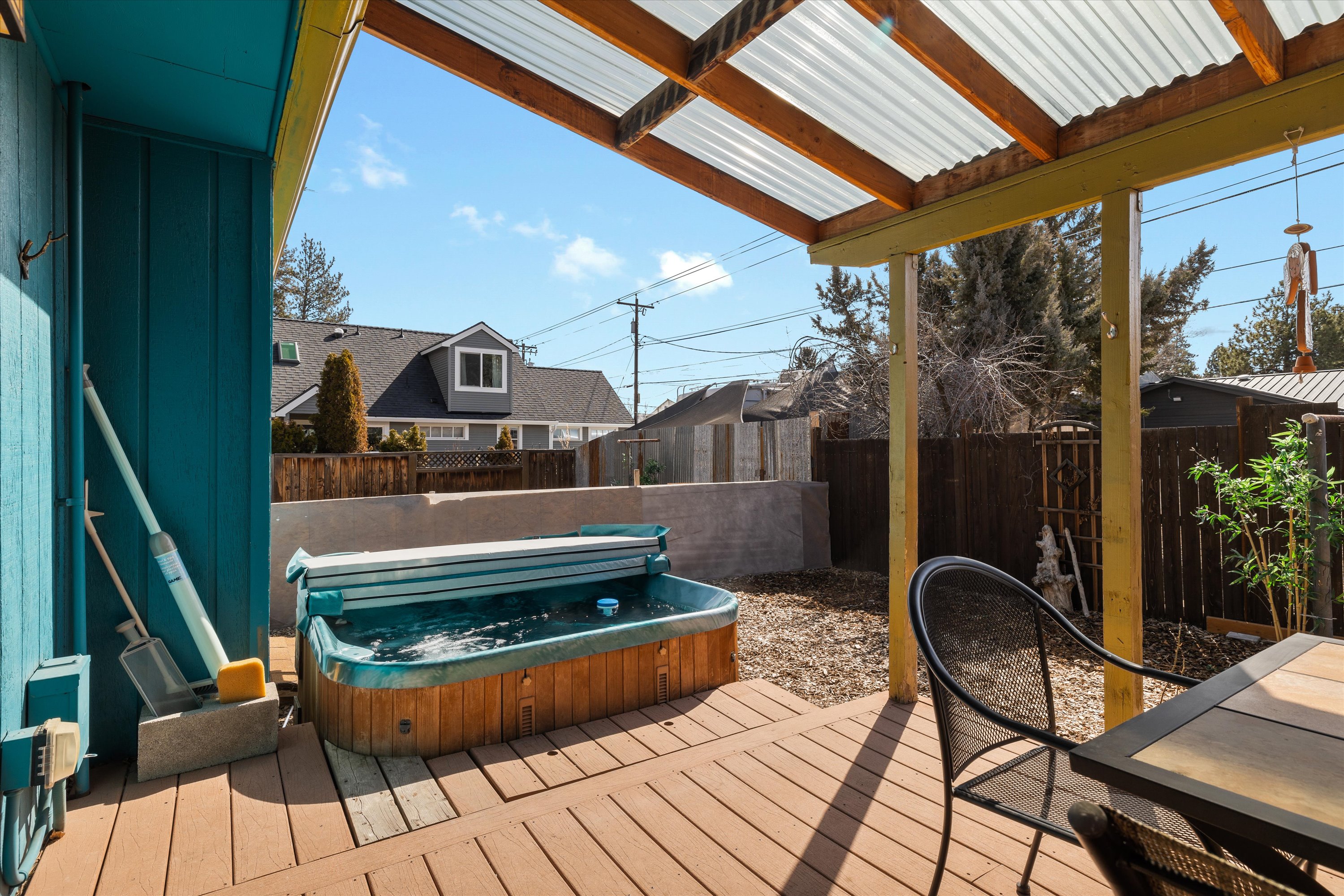 Deck with private hot tub. 