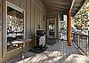 Gas grill and outdoor dining seating for 6 on the deck. 