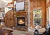 Large fireplace in the living room. 