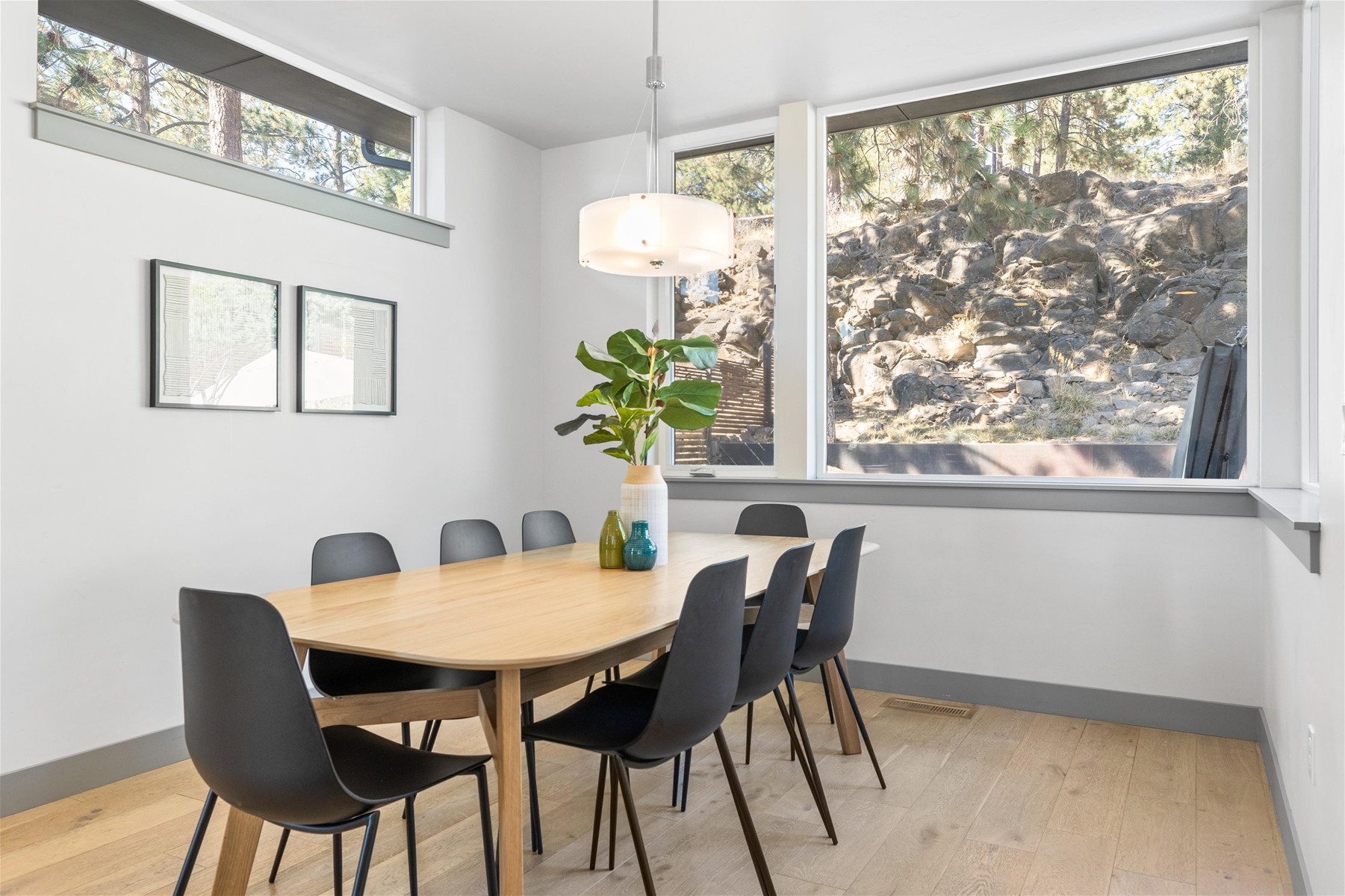 Enjoy meals together around a table that comfortably seats 8.