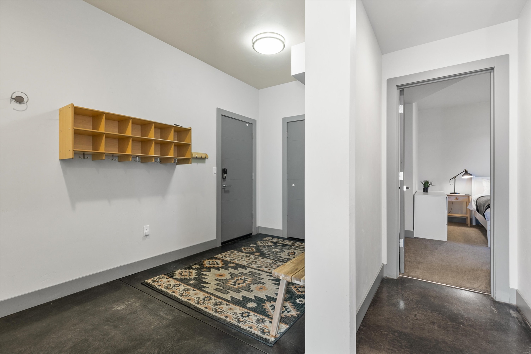 Garage entry and downstairs hallway view. 