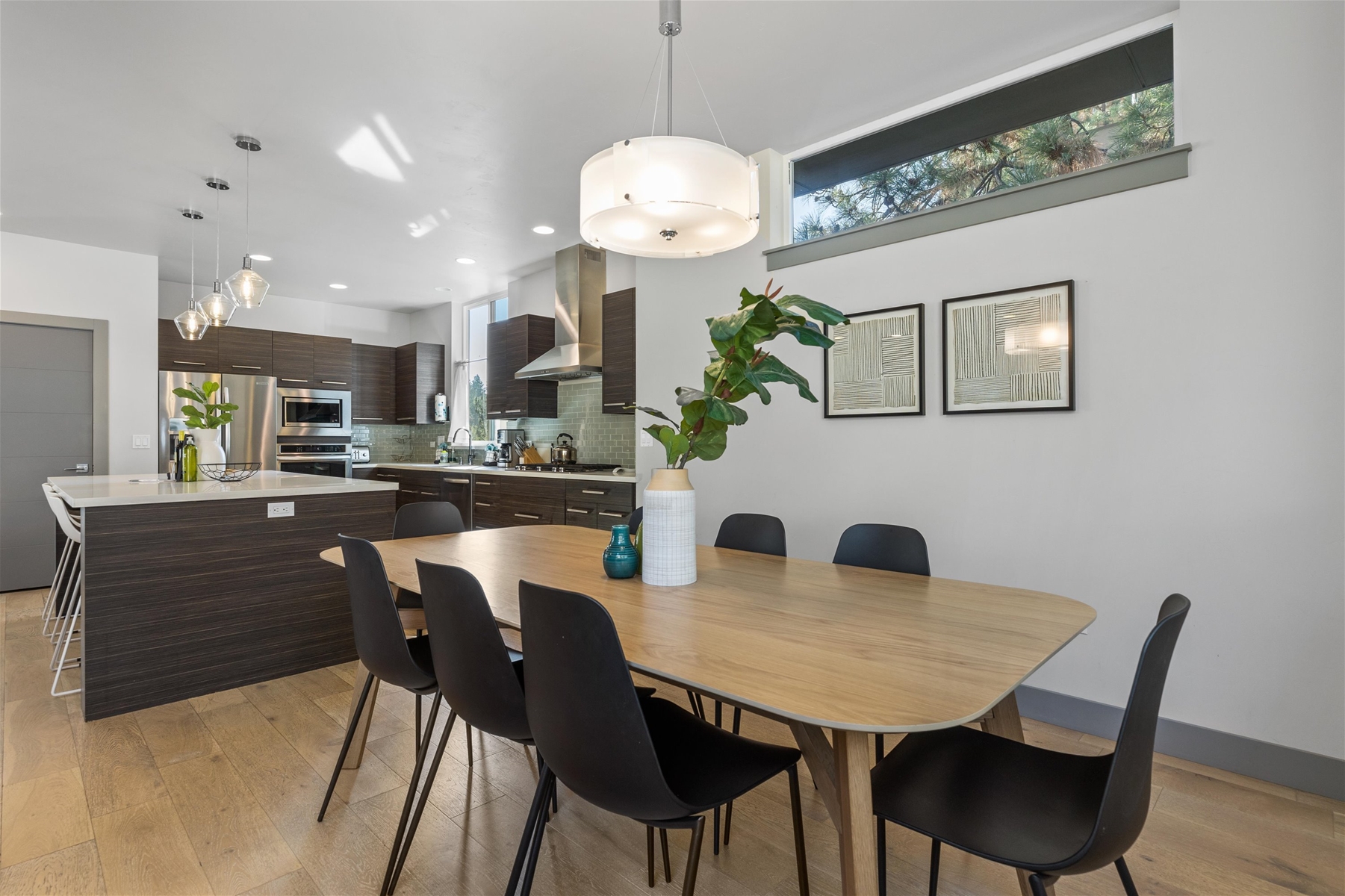 Enjoy meals together around a table that comfortably seats 8.