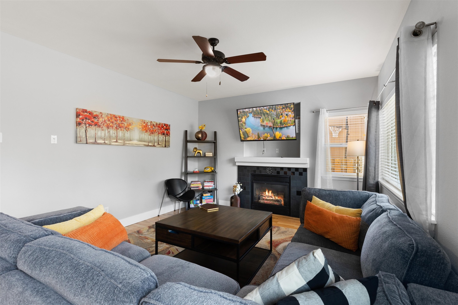 Cozy up in style- this living room is perfect for relaxation and gathering.