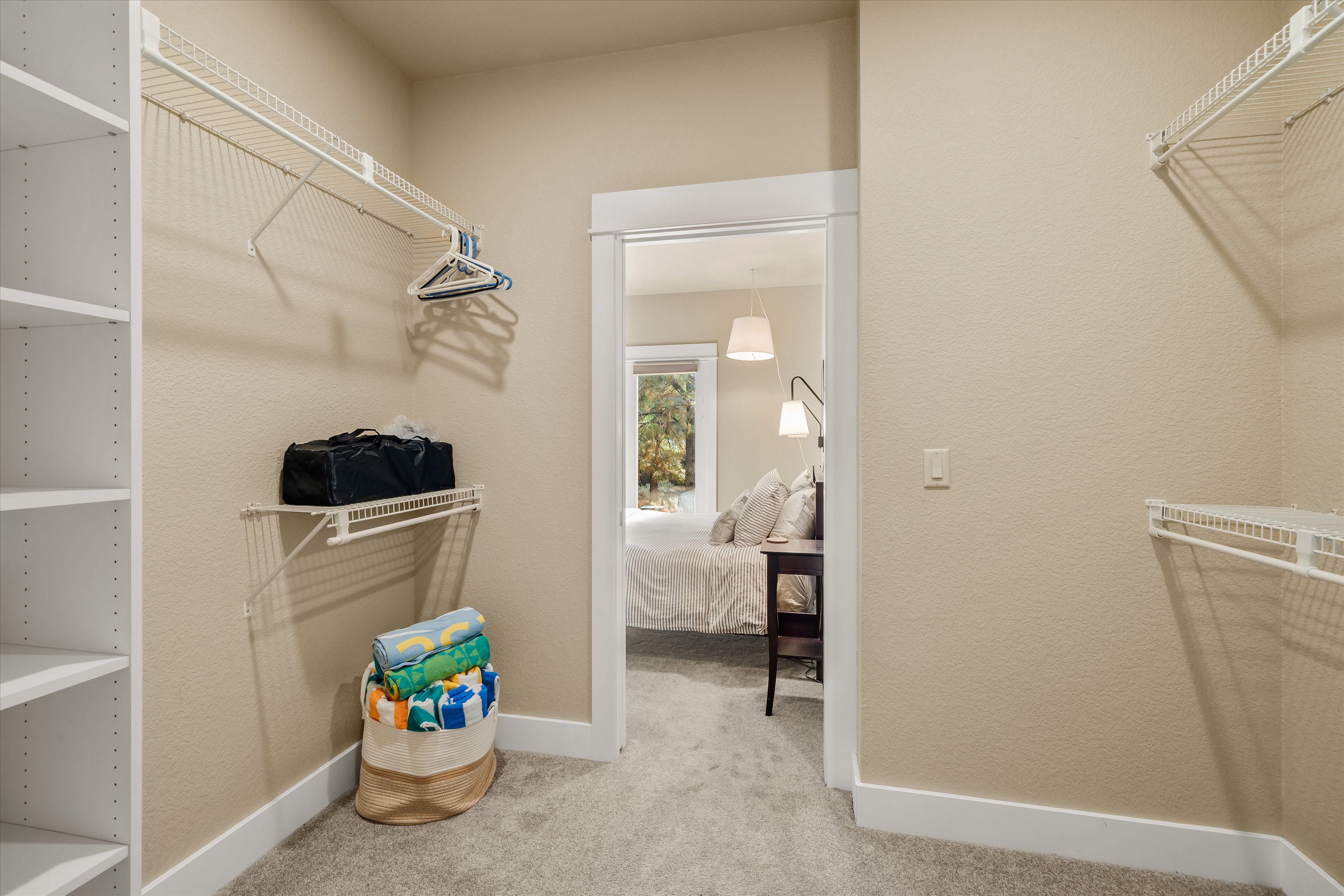 Spacious walk-in closet in the king main suite.