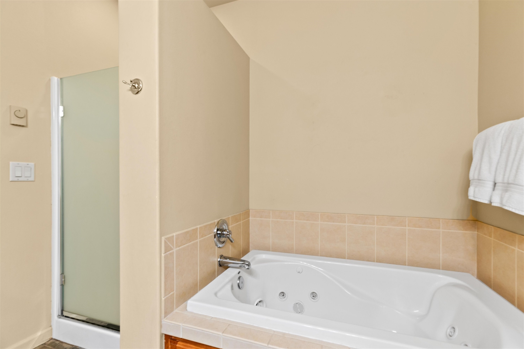 Guest bathroom with jetted sunken tub (lower level).