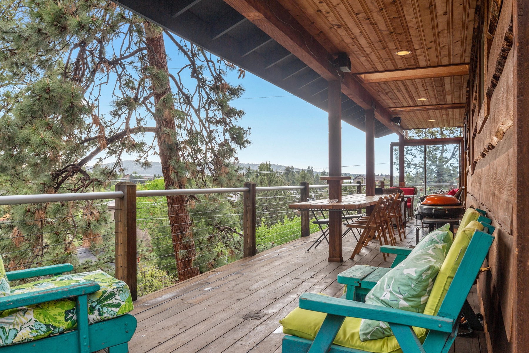Views from the large wrap around deck with as fire pit and plenty of seating. 