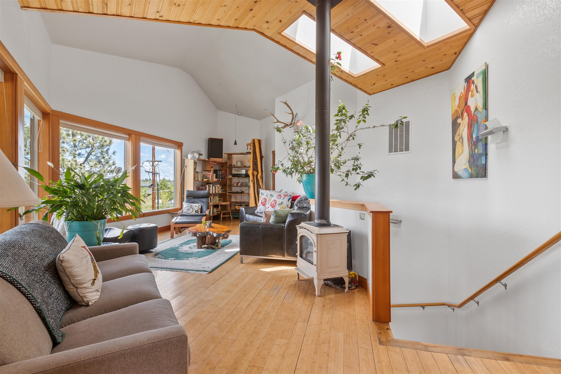 Cozy up to the gas stove in the Fun House. 