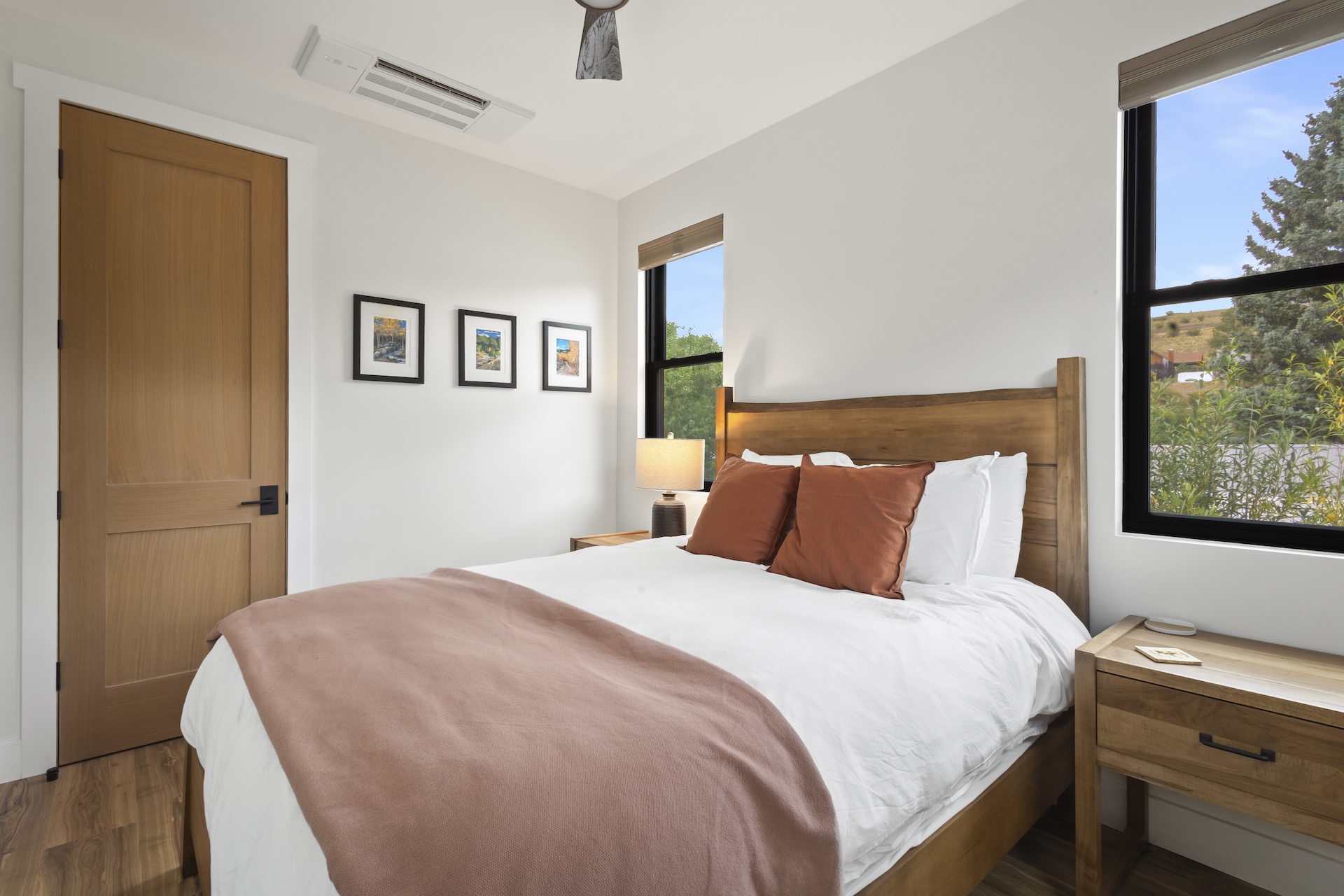 Our third bedroom features a queen bed, mountain views and a Smart TV.