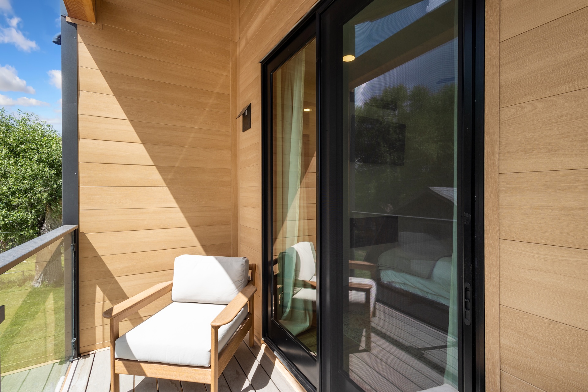 Enjoy sough facing mountain views, warm sunshine and privacy on your primary bedroom balcony. 