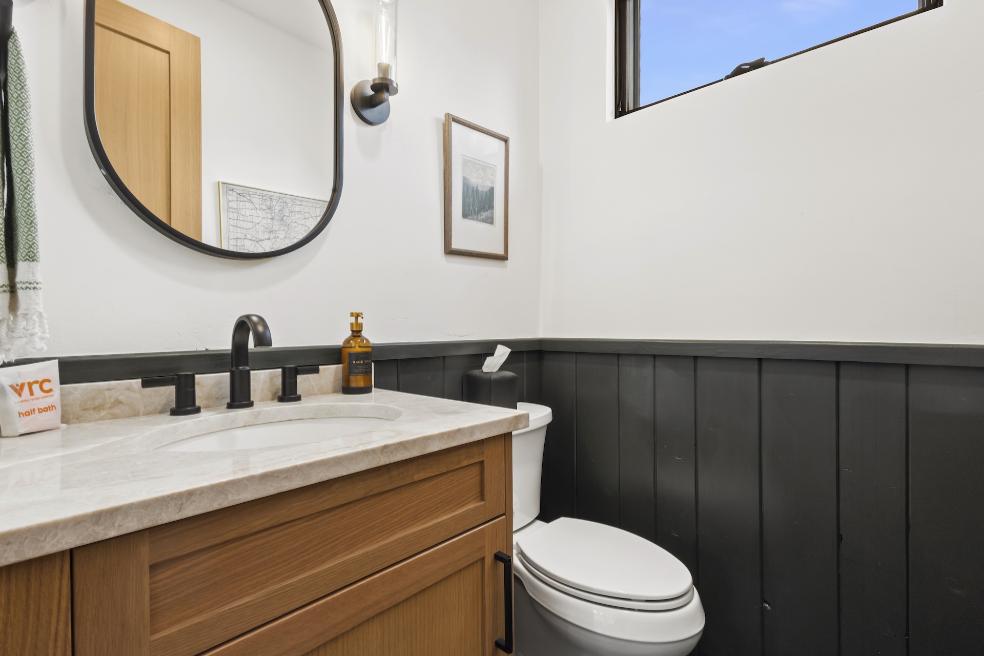 A convenient half-bath on the main level means no need to run upstairs during gatherings or after a day of mountain adventures.