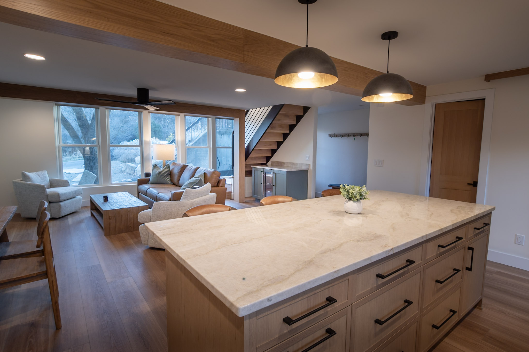 Open concept living area downstairs. 