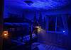 Sleep under the stars! Kids bunk room with 5 beds and a galaxy projector.