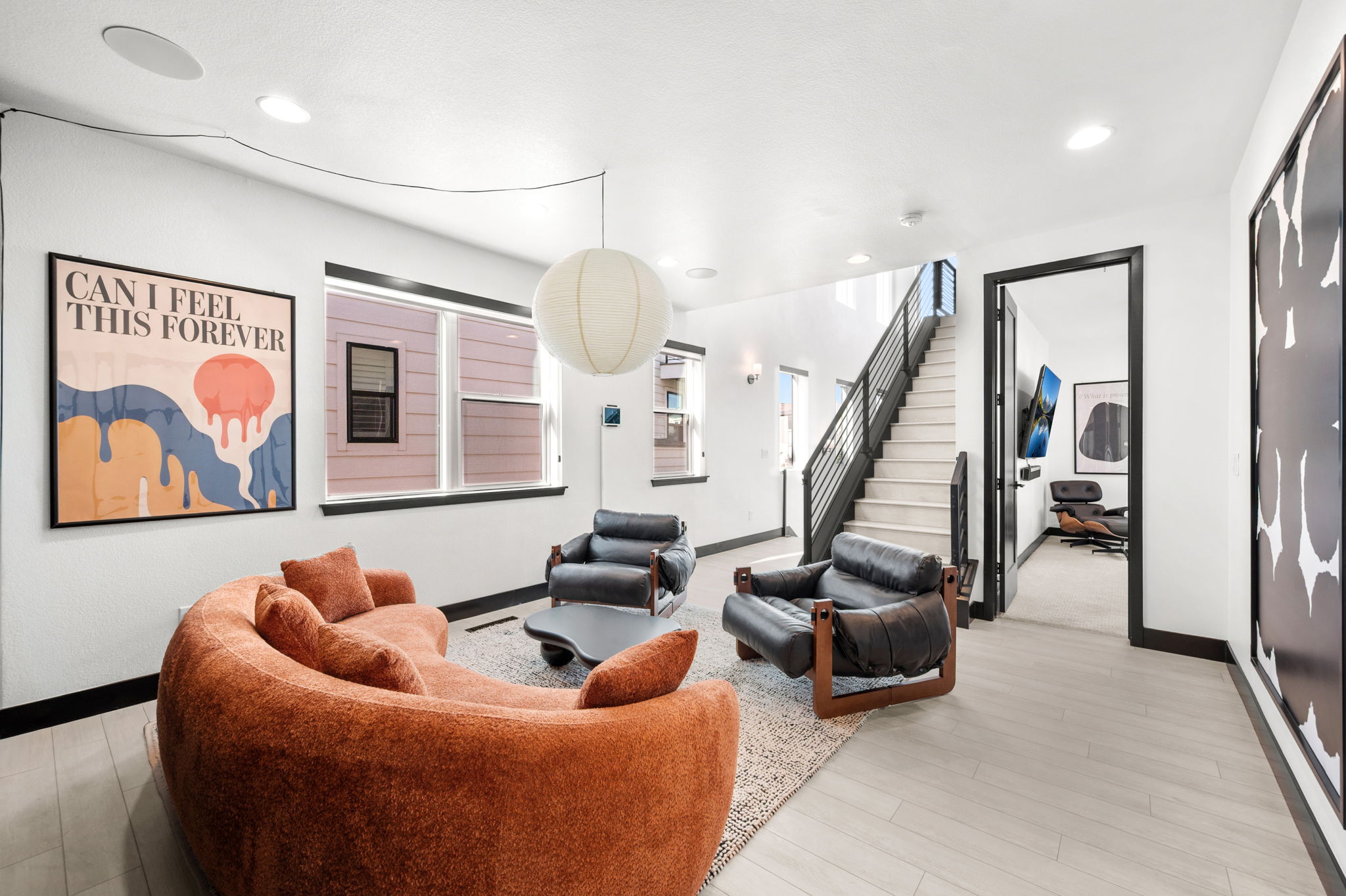 Cozy up in style- this living room is perfect for relaxation and gathering.
