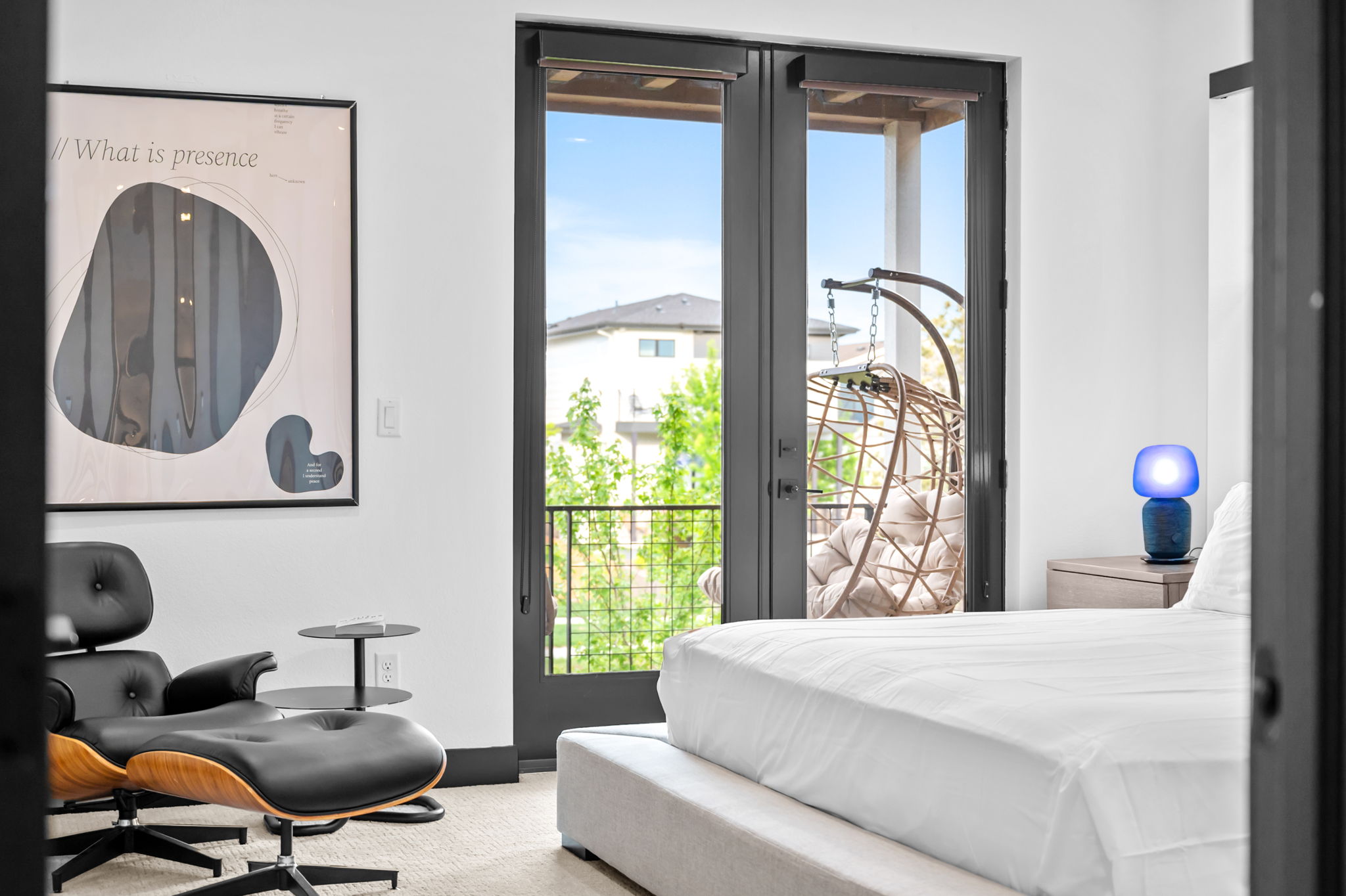 Unwind in this spacious king bedroom with a Smart TV—comfort and entertainment in one. 