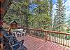 Large deck with mountain and river views. 