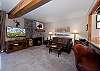 Main Living Space - TV, Deck, Wood burning stove
