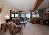 Main Living Space - TV, Deck, Wood burning stove