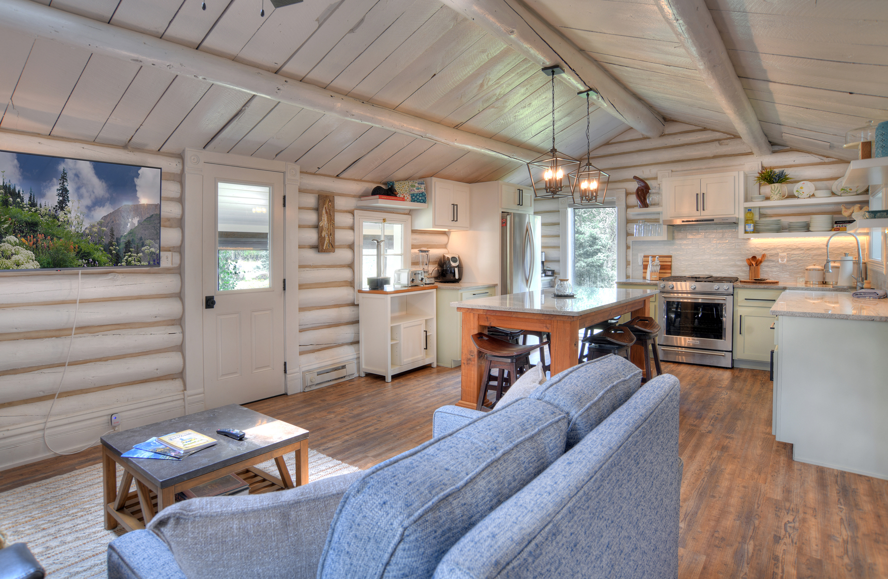 Open living room and kitchen