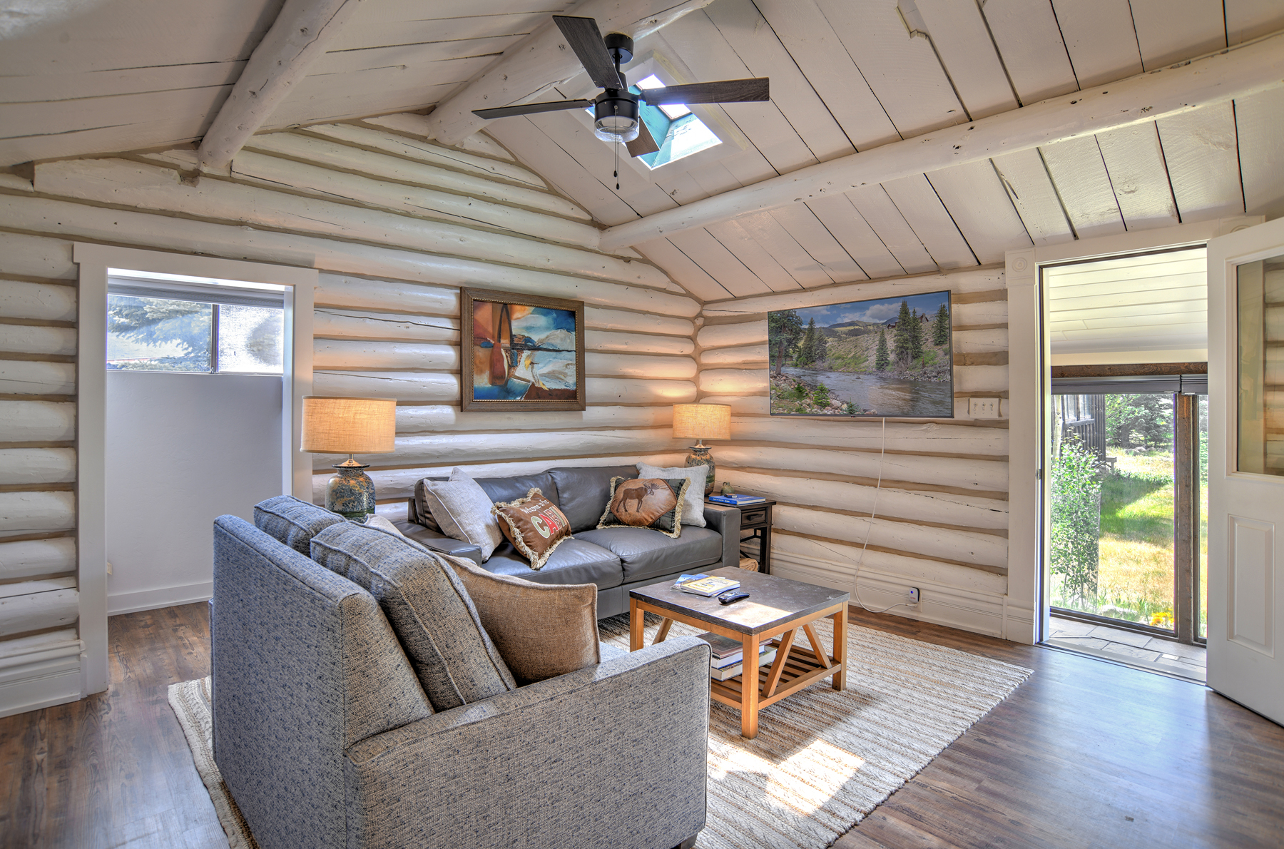 Living room with Smart TV with Fubo.