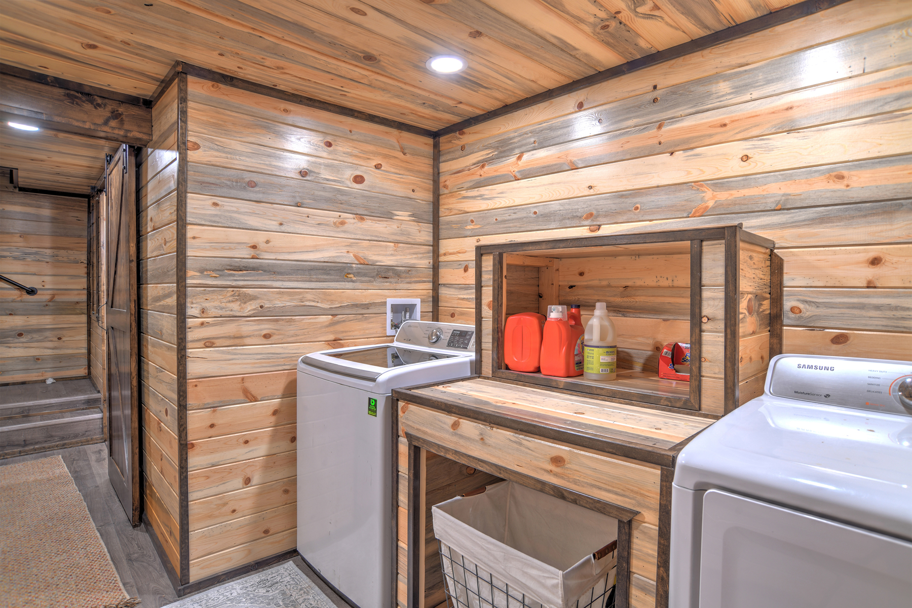 Our laundry room is located on the bottom level of the home. 