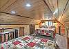 King and queen beds.  Steep stairs to access. 