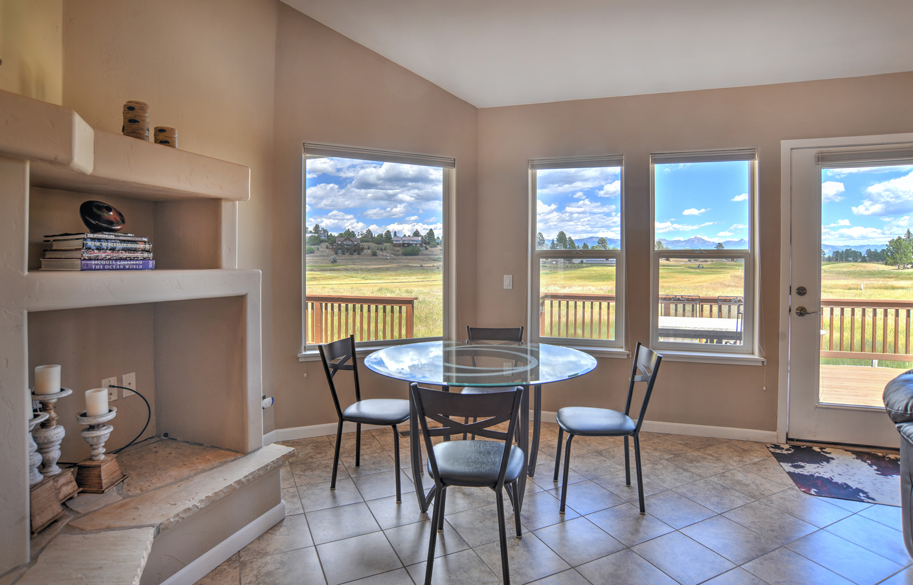 Dinner with a view. Our dining area features golf course and mountain views. 