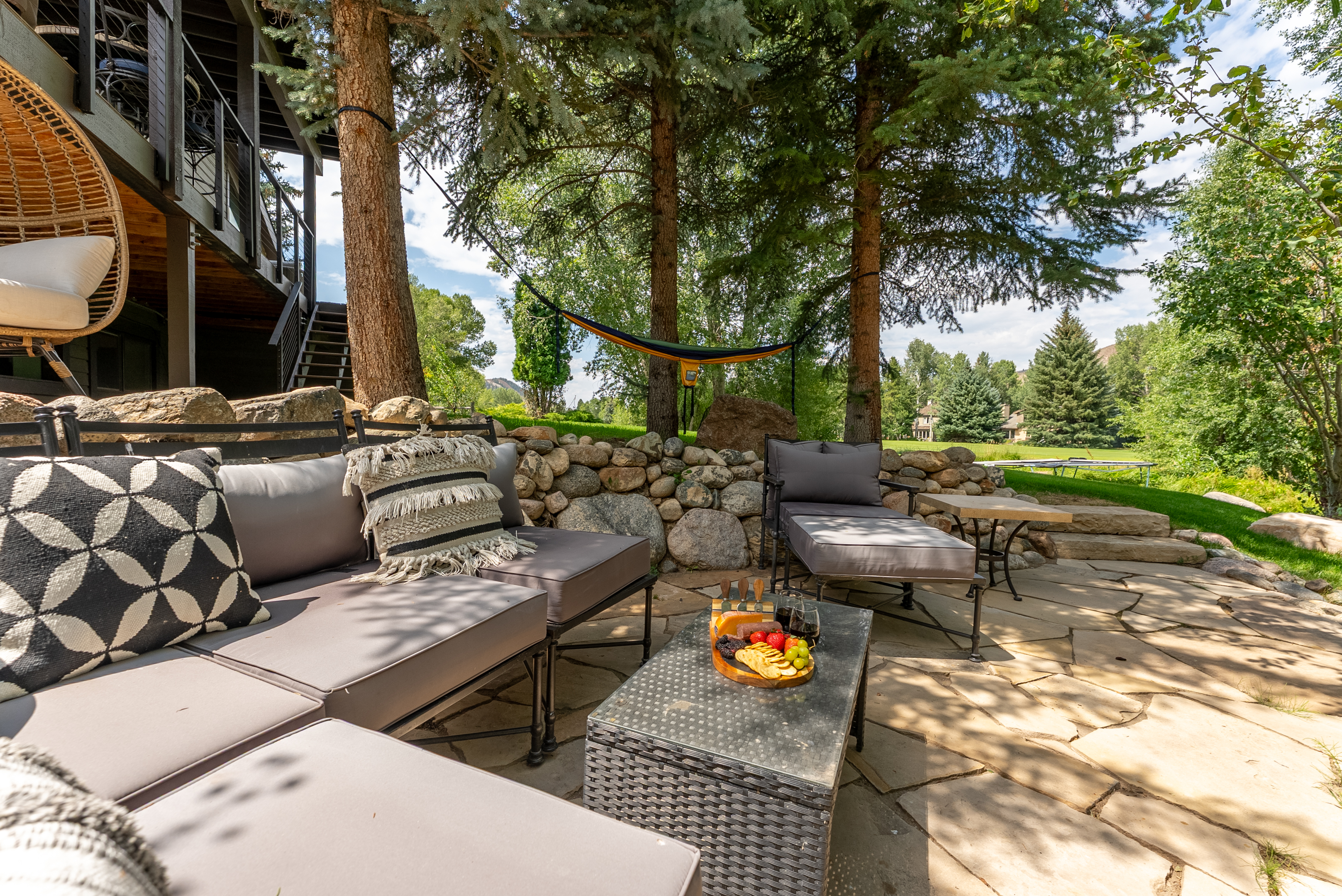 Outdoor seating area on Stone Creek