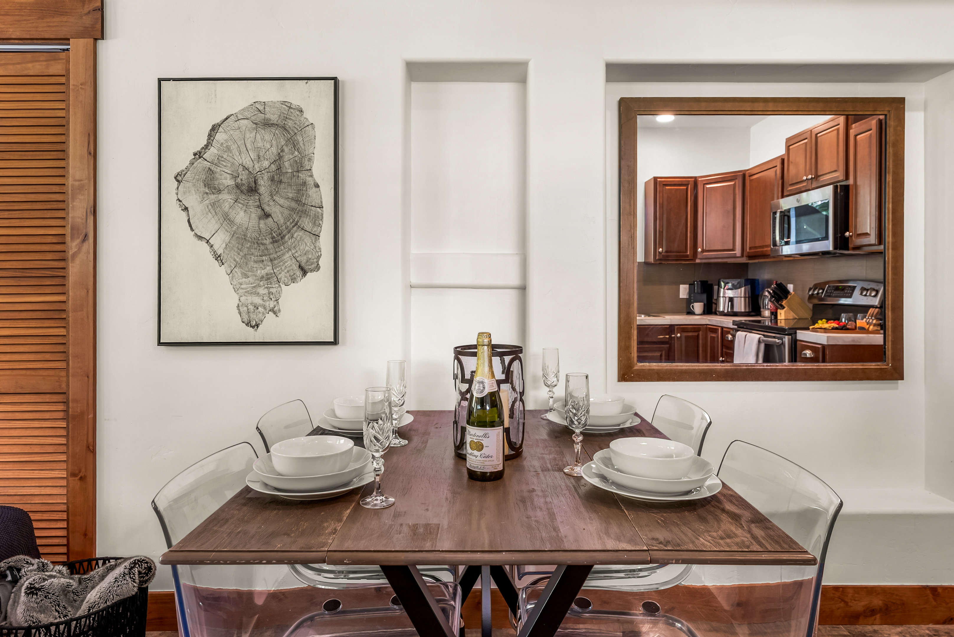 Dining 2: Terrace level with walkout to the lower terrace, a smart TV, and dining table for 6