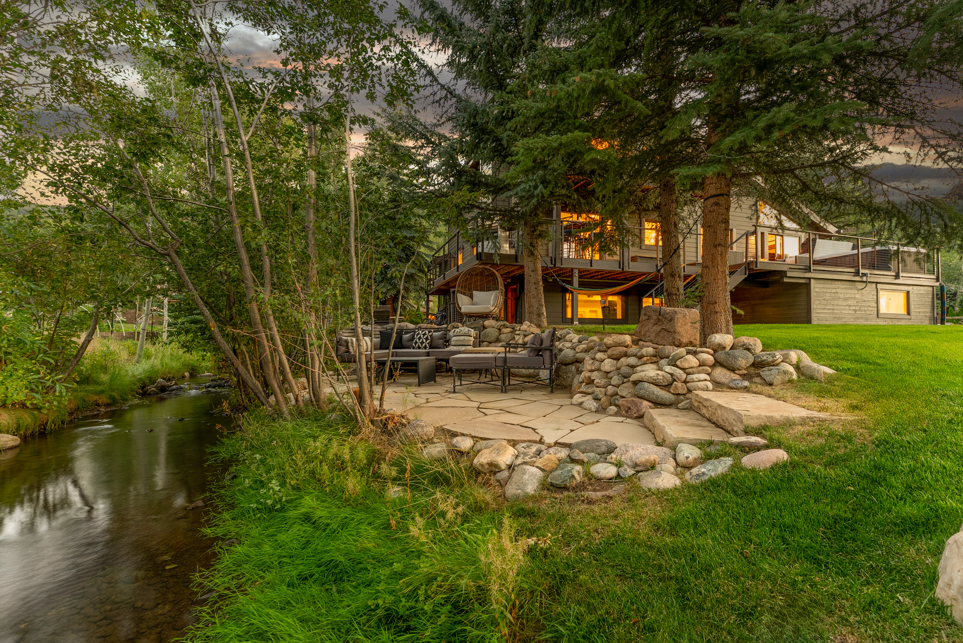 View of Stone Creek and the home