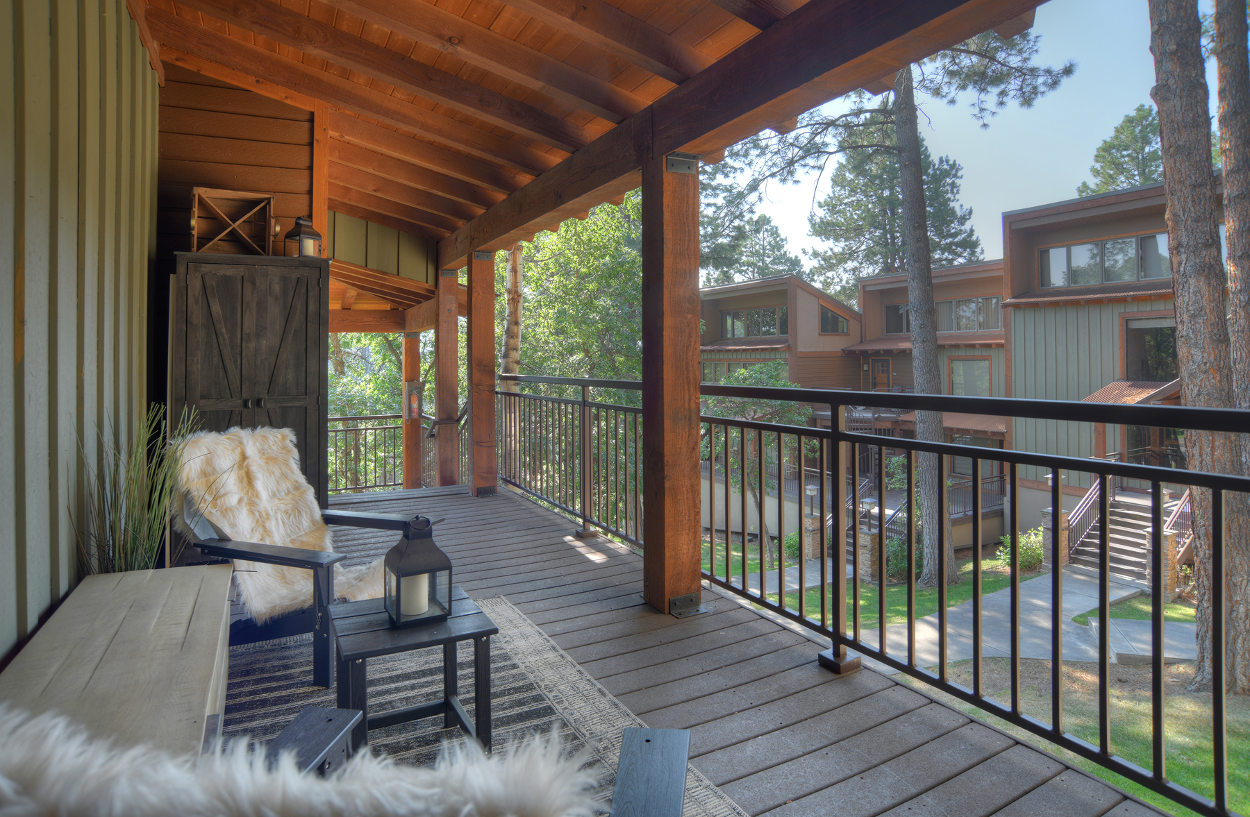 Outdoor lounge area on the front deck.