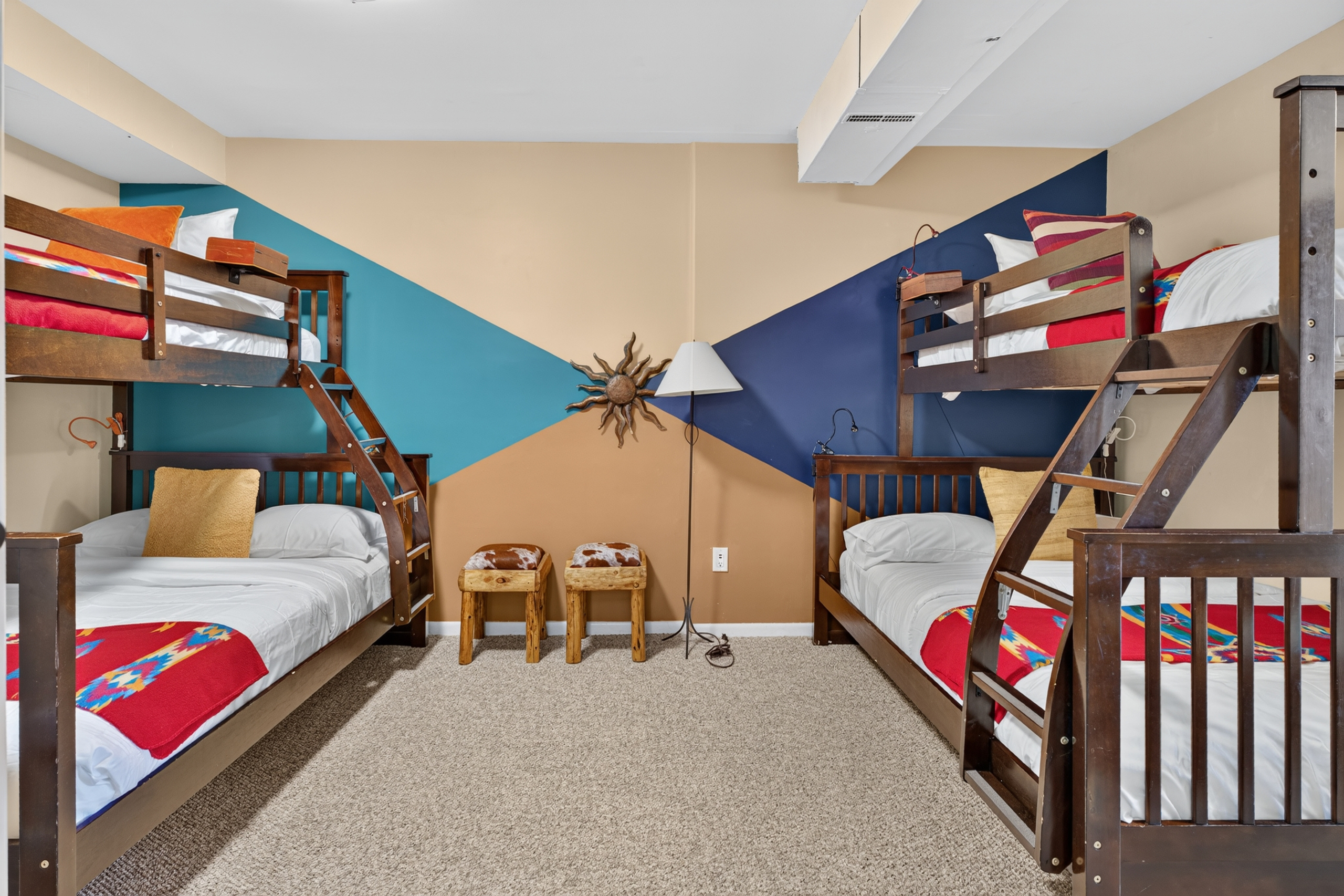 Bedroom 4: Two Twin-over-Full Bunk Beds (Lower Level)