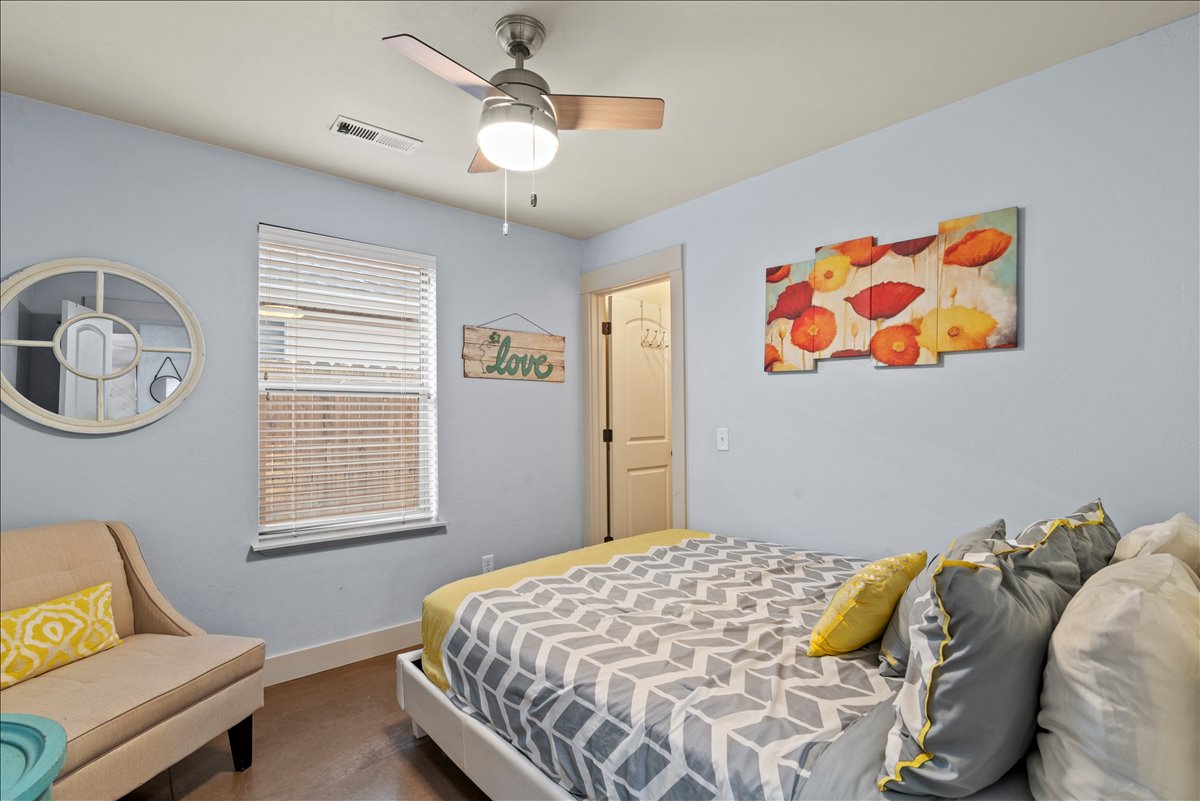 Bedroom #3 with Queen bed, has large walk-in closet.