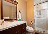 Full bathroom with sleek walk-in shower.