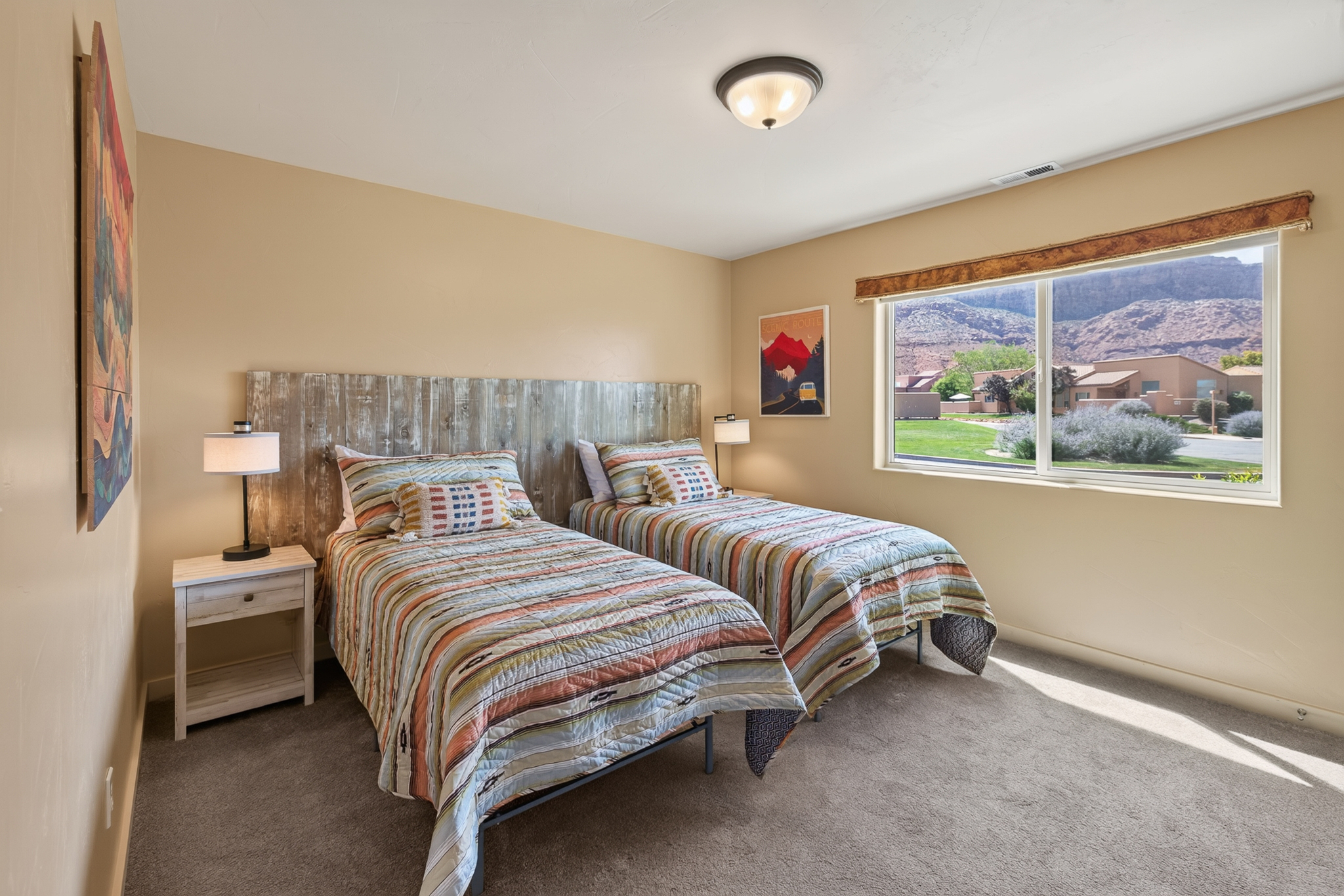 Twins can be converted into a King bed if desired (conversion kit available at the unit). 
