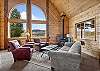 Our home offers a light and bright cozy mountain cabin.  Our home features lots of windows, a wood burning fireplace, and open living, dining and kitchen concept. 