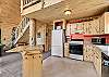 Our home offers a light and bright cozy mountain cabin.  Our home features a cozy kitchen that opens to the living room and dining area.