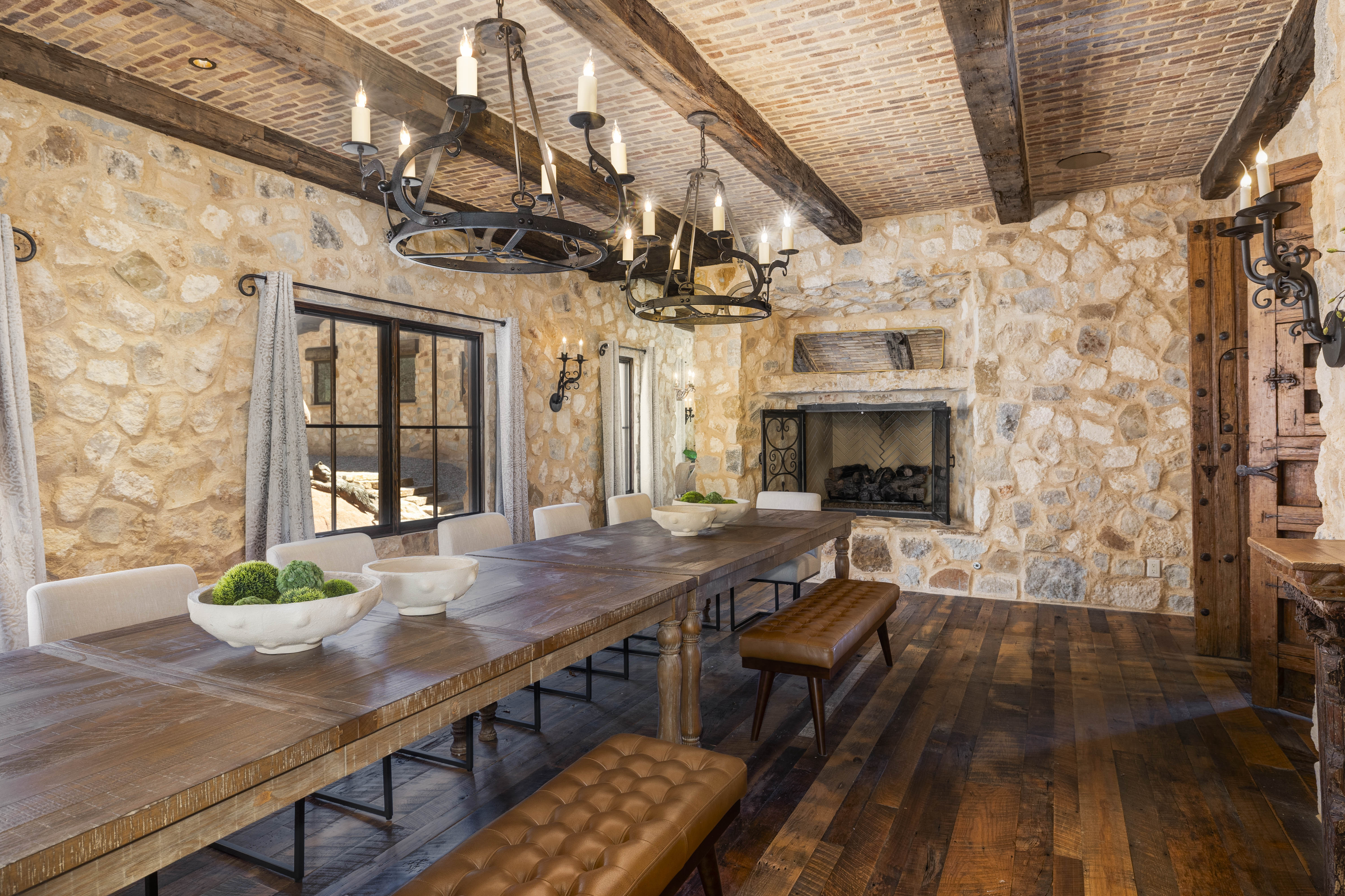Enjoy meals together around a table that comfortably seats 14.