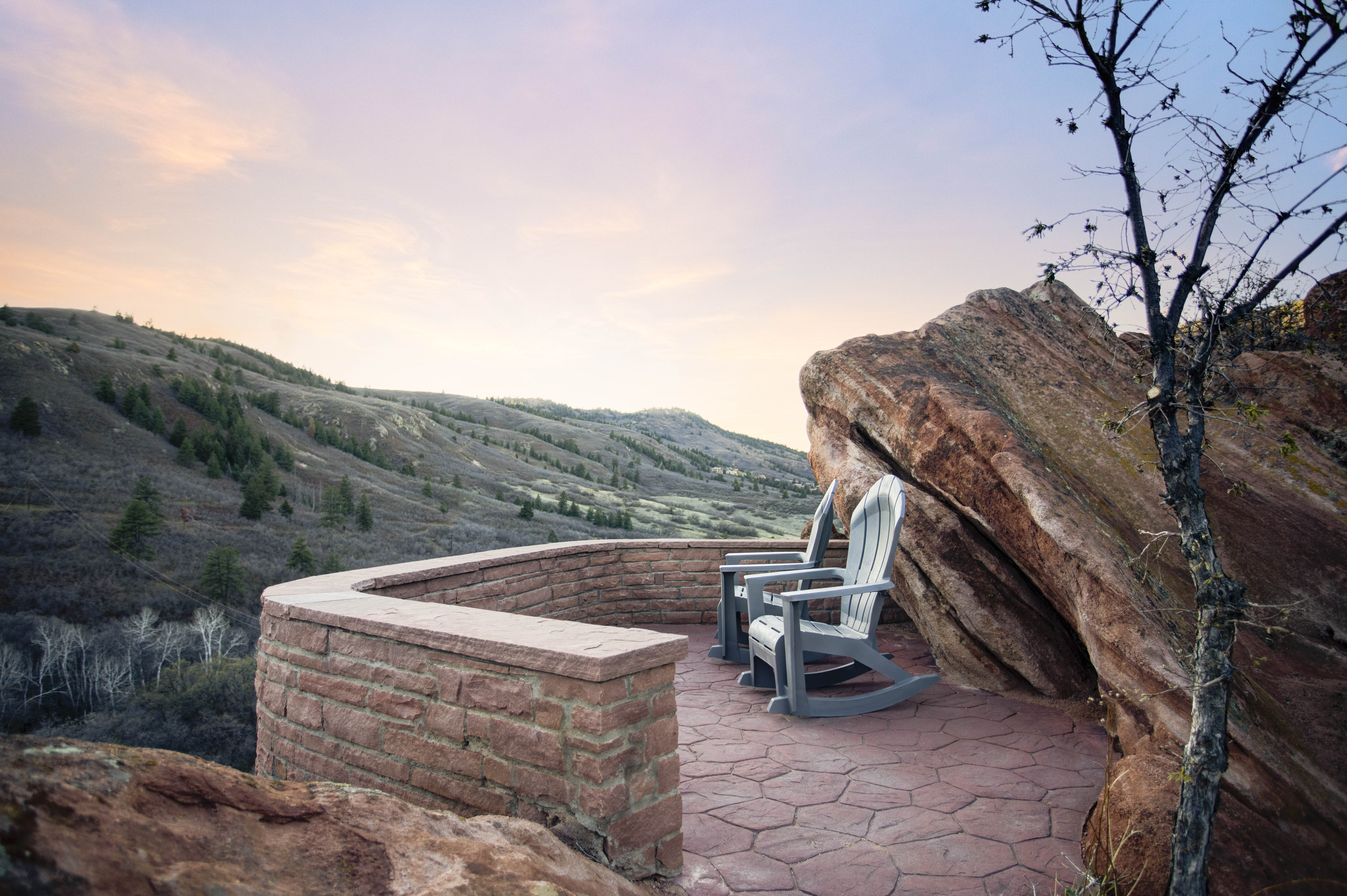 Adirondack chairs perched above it all — the perfect spot to watch the sunset.