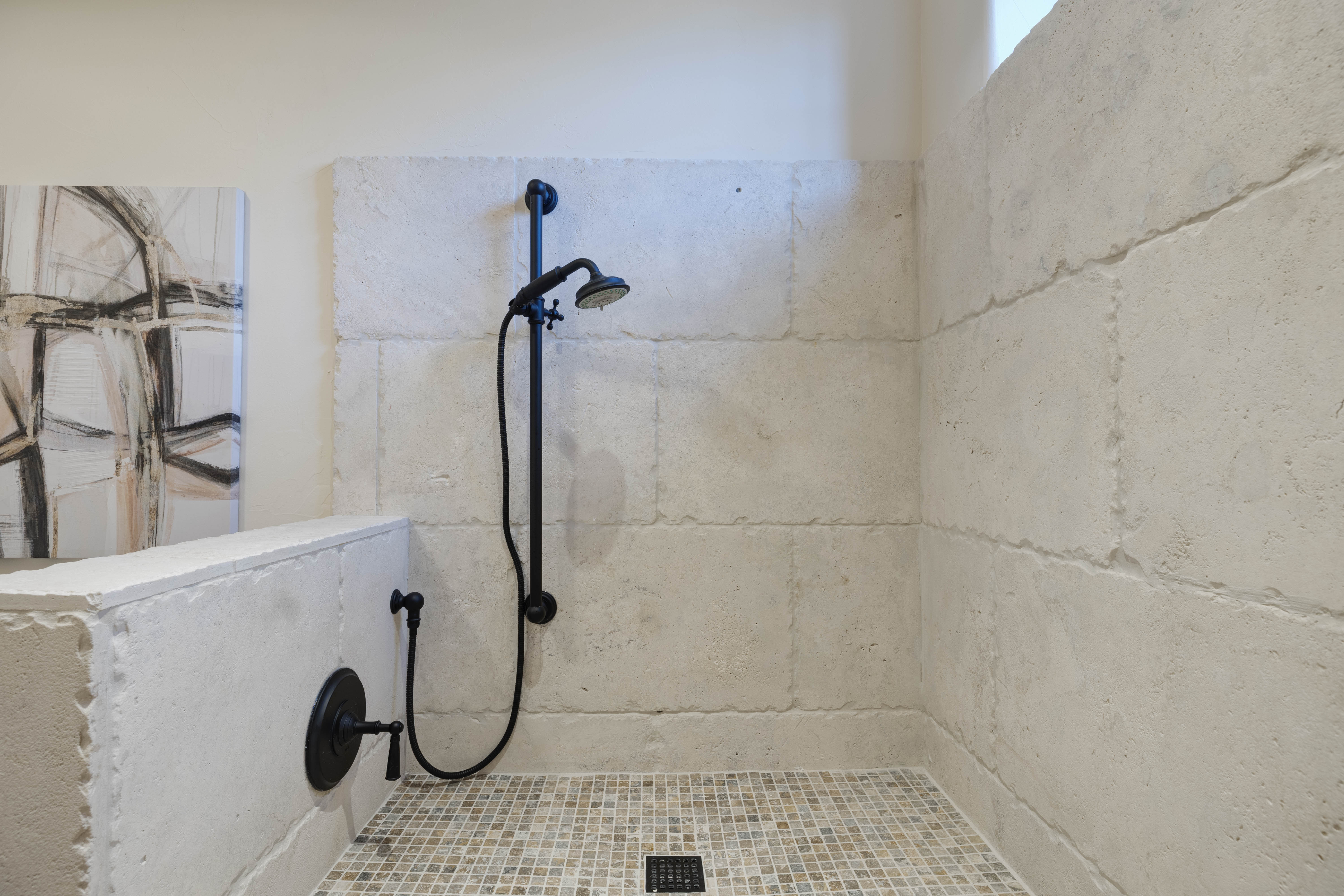 A mudroom with sink and rinse-off shower — perfect after a day on the trails.
