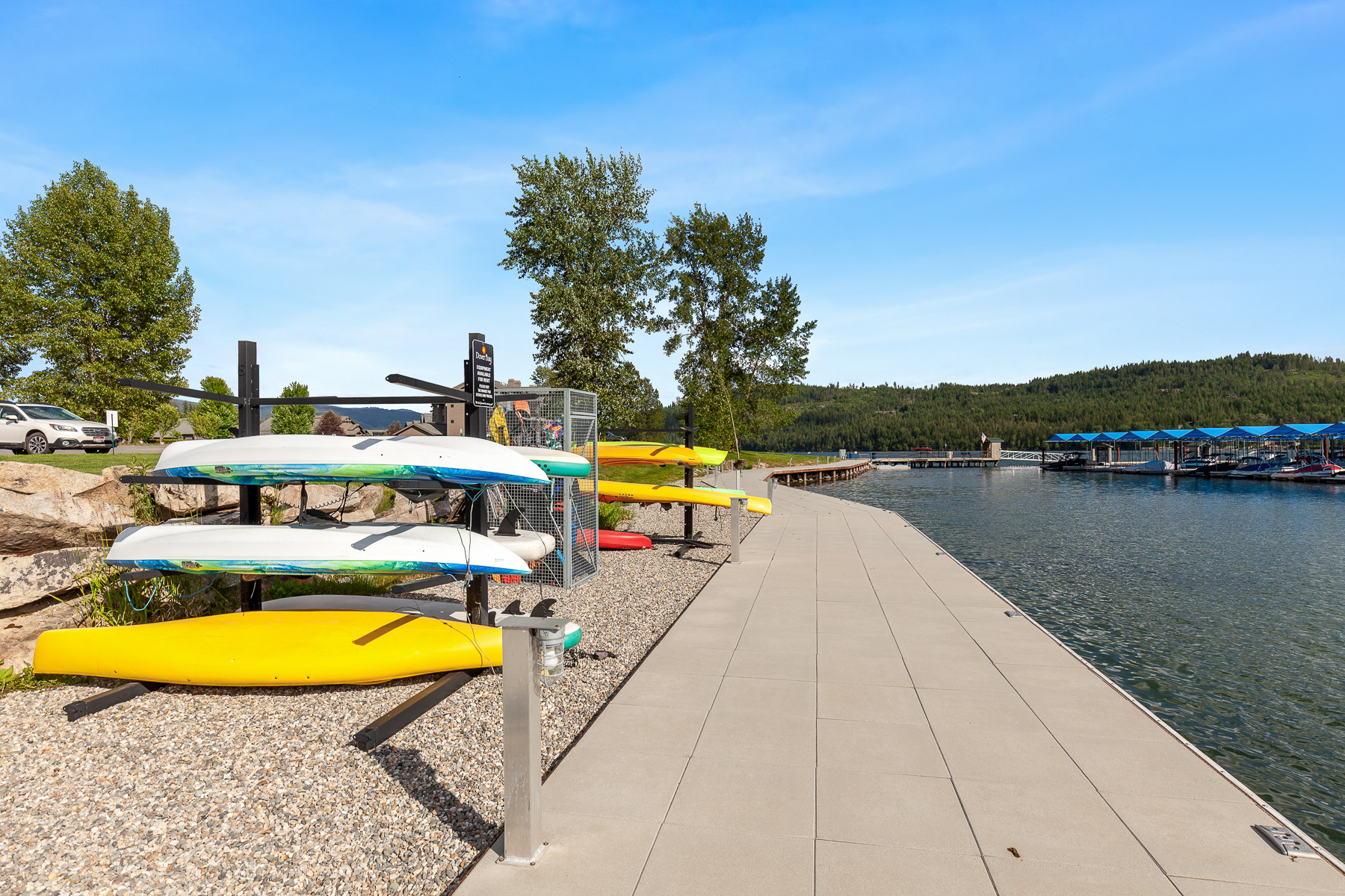 Kayaks, paddle boards, bikes, and e-bikes available to rent at the marina