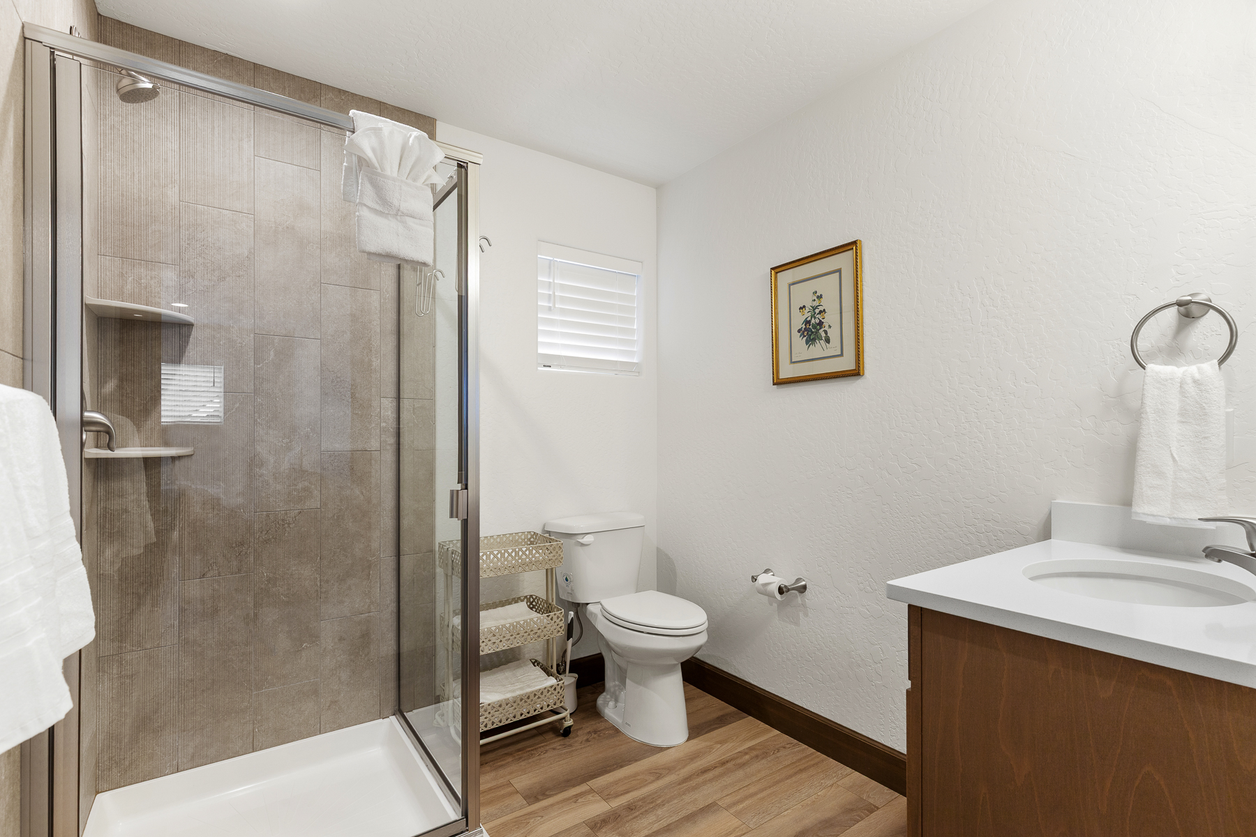 Full bathroom featuring a sleek walk-in shower.