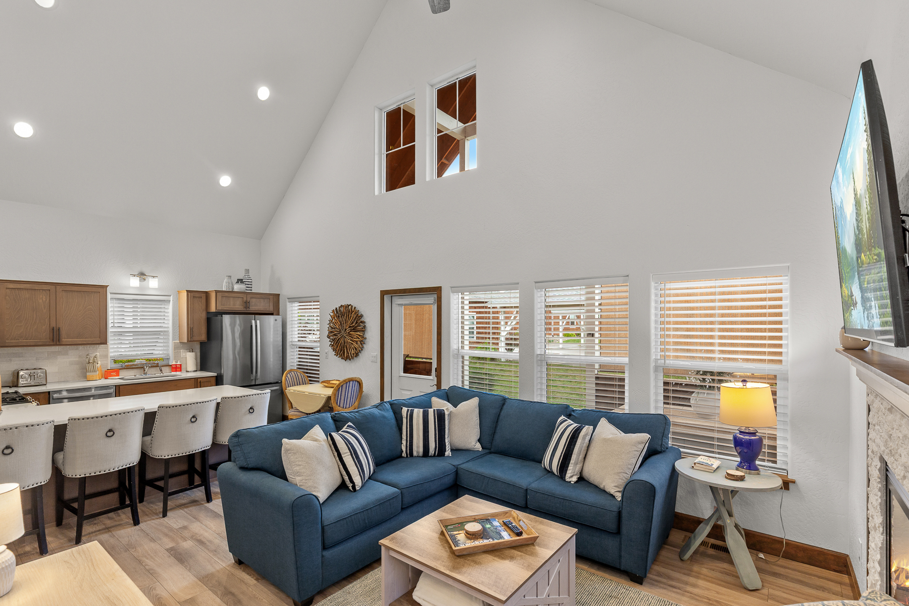 Open concept living and kitchen area.