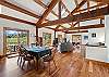 Open-concept living area with mountain views out every window. 