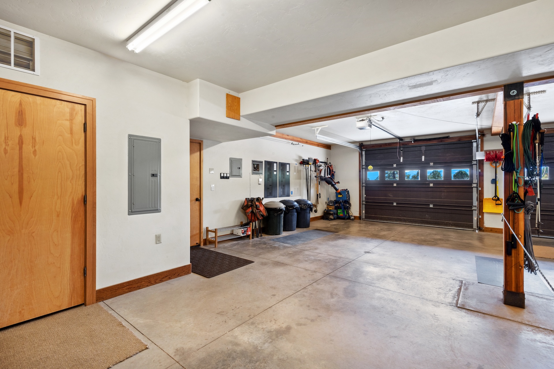 Parking includes space for one standard-size vehicle in the garage.