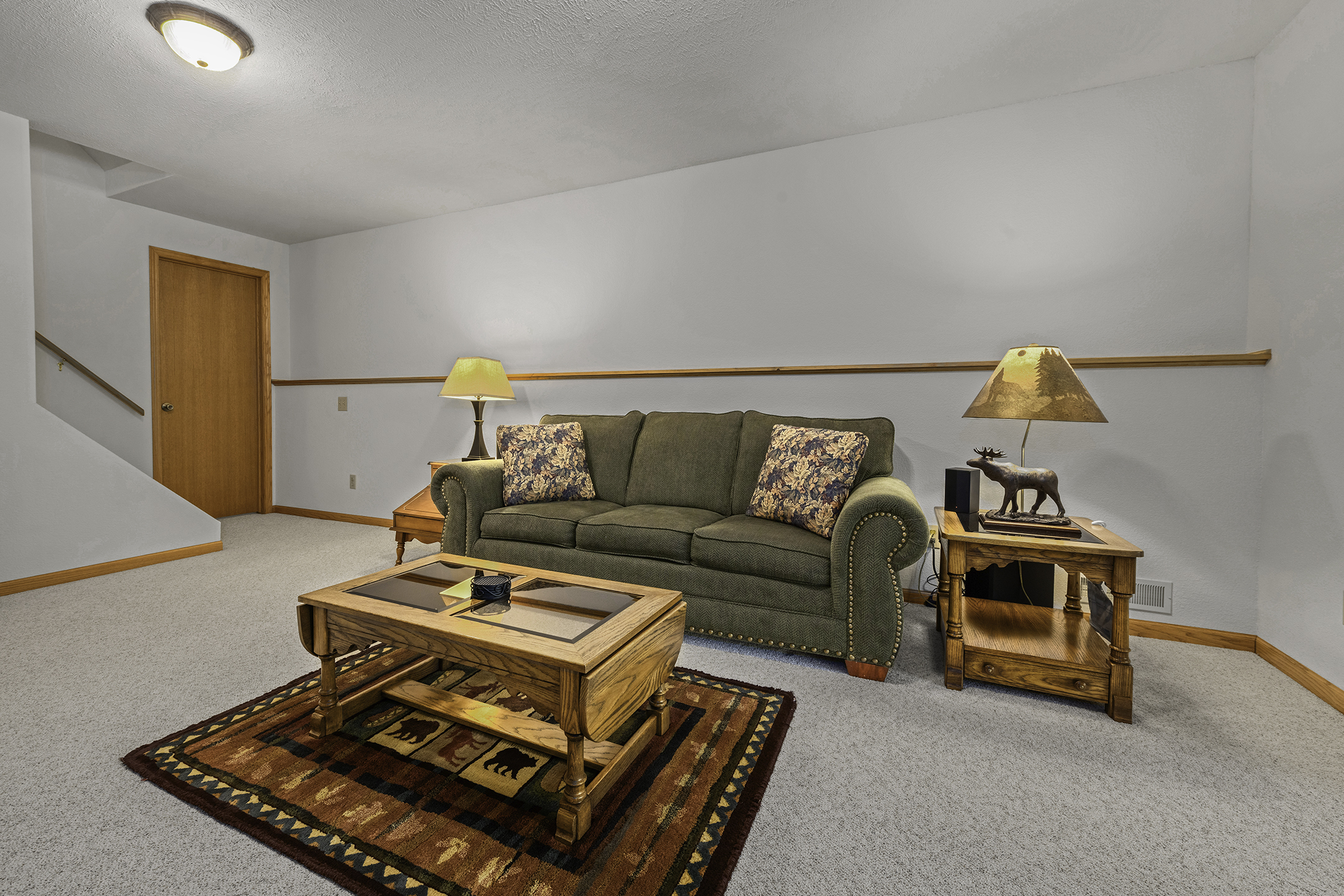 Lower level family room with smart TV