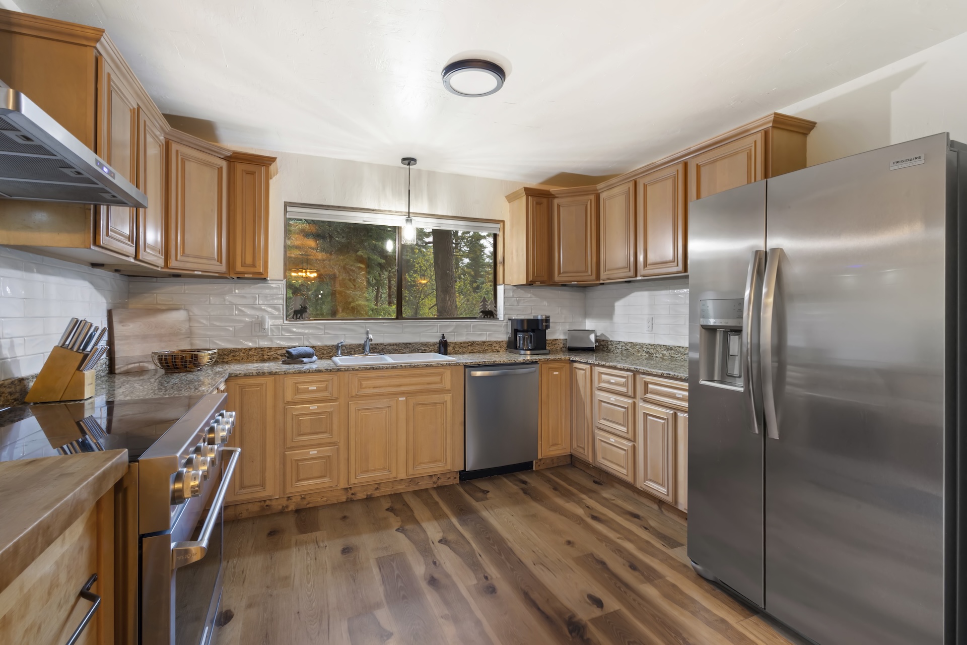 Open concept kitchen with a dining table for 6.
